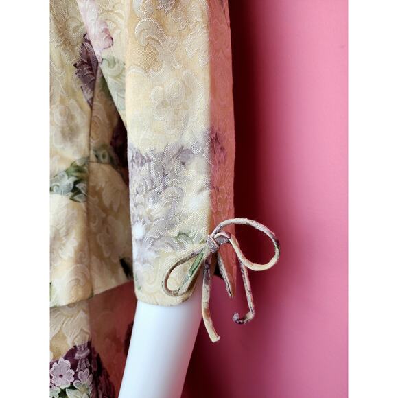 Vintage 1990's Tapestry Sheath Dress Peplum Blazer Suit Set Floral Garden Party - Picture 6 of 10